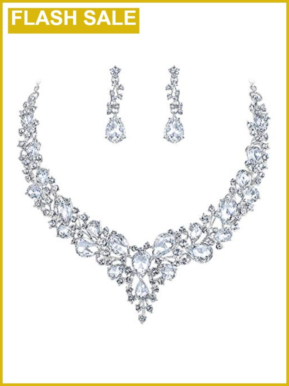 Wedding Jewelry Set Austrian Crystal Necklace Dangle Earrings Bridal